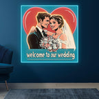 Square Wedding Bride and Groom Happy LED neon sign product image