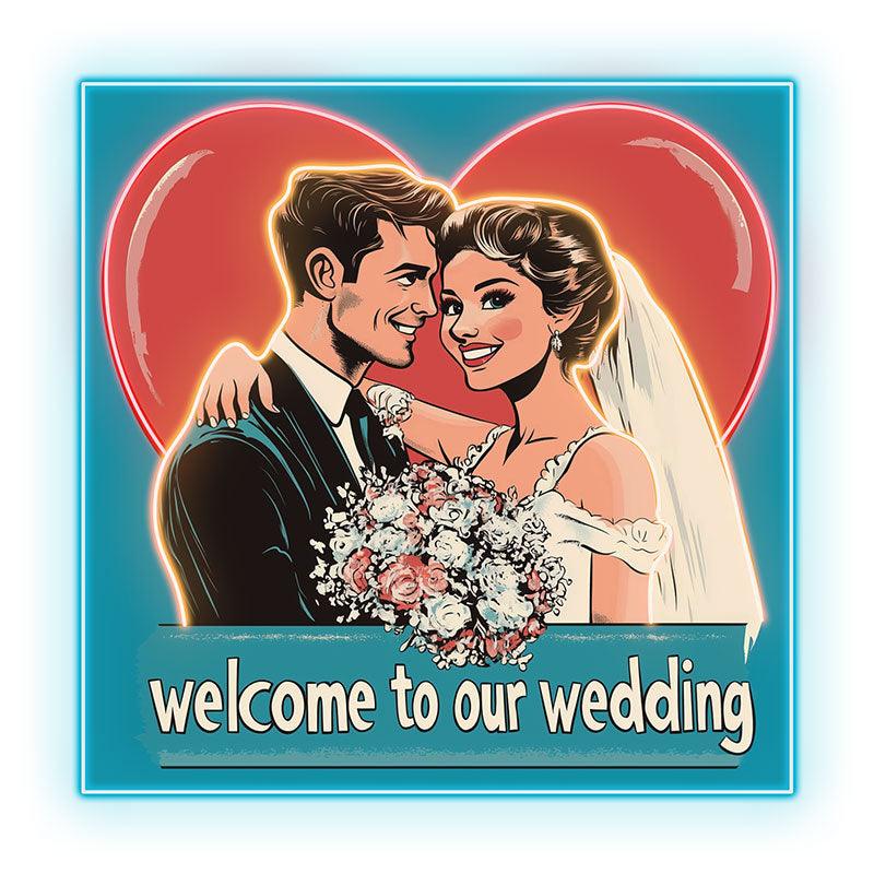 Square Wedding Bride and Groom Happy LED neon sign product image
