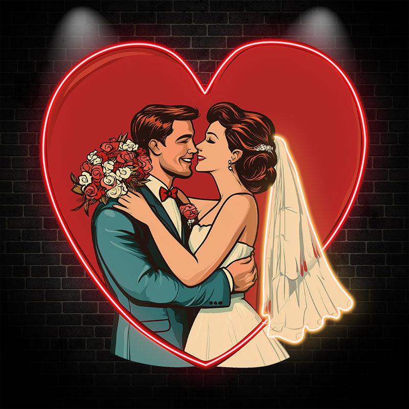 Red Big Love Background Bride and LED neon sign by NeonCS