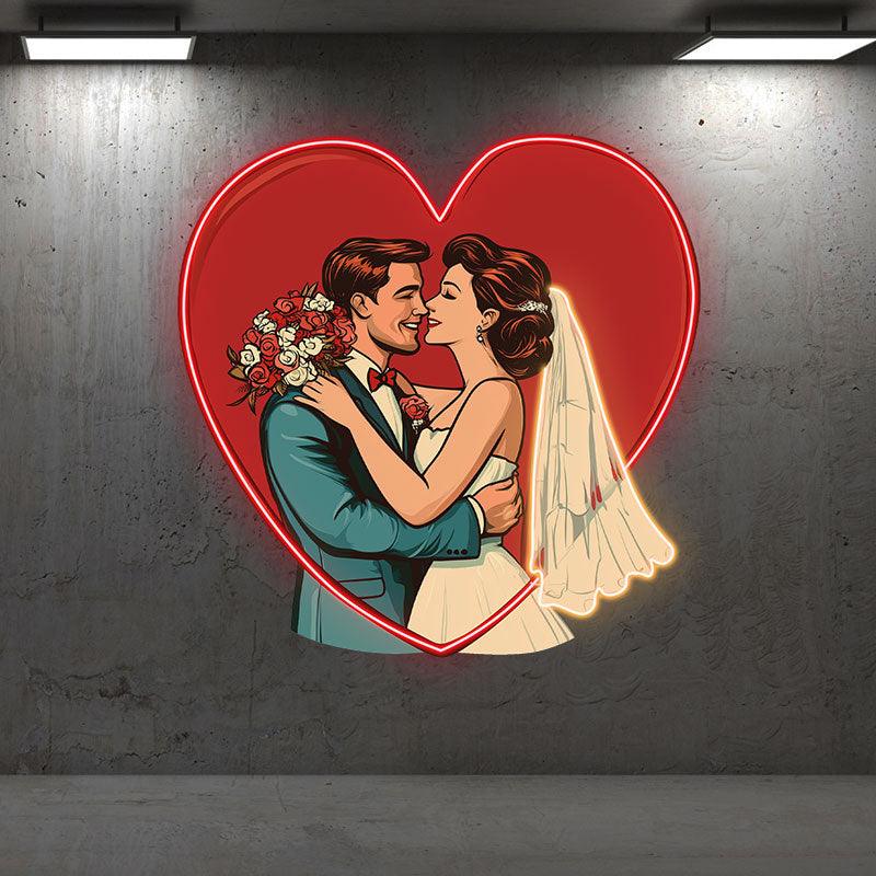 Red Big Love Background Bride and LED neon sign product image