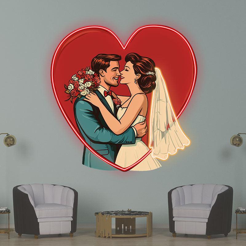 Red Big Love Background Bride and LED neon sign product image