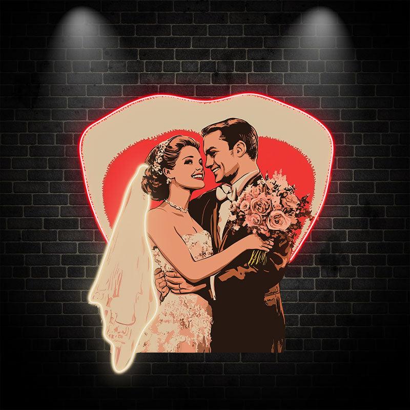 Bride and Groom Happy Embrace Happy LED neon sign by NeonCS