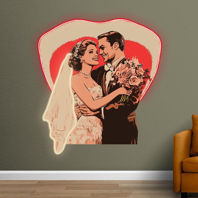 Bride and Groom Happy Embrace Happy LED neon sign product image