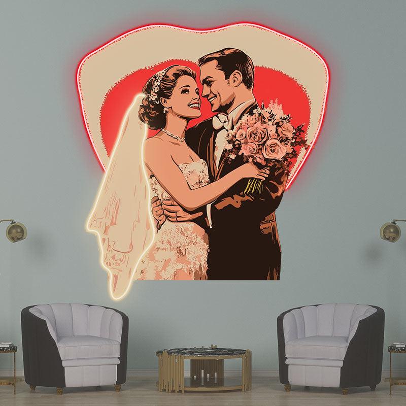 Bride and Groom Happy Embrace Happy LED neon sign product image