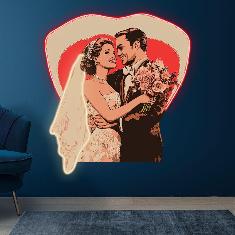 Bride and Groom Happy Embrace Happy LED neon sign product image