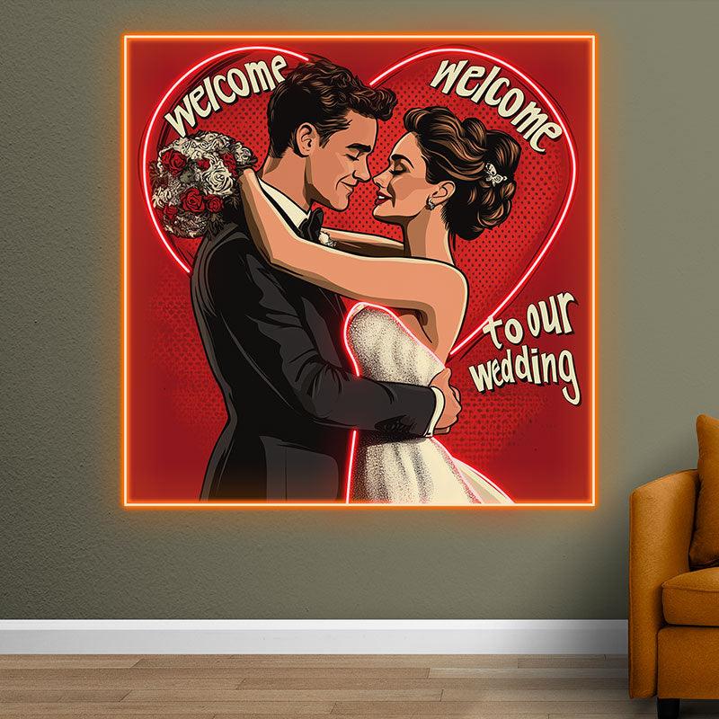 Square Photo Frame Bride and Groom LED neon sign product image