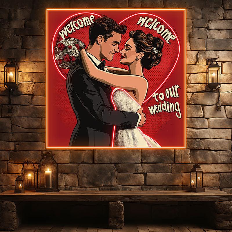 Square Photo Frame Bride and Groom LED neon sign product image
