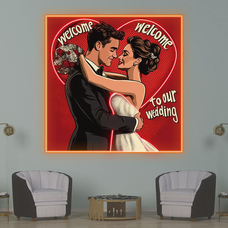 Square Photo Frame Bride and Groom LED neon sign product image