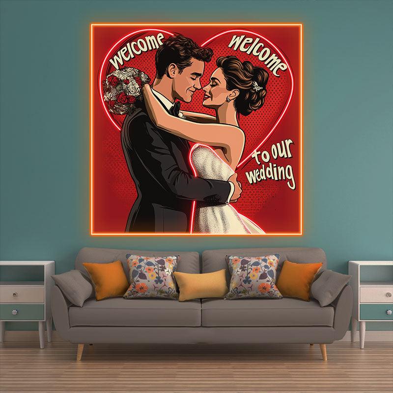 Square Photo Frame Bride and Groom LED neon sign product image