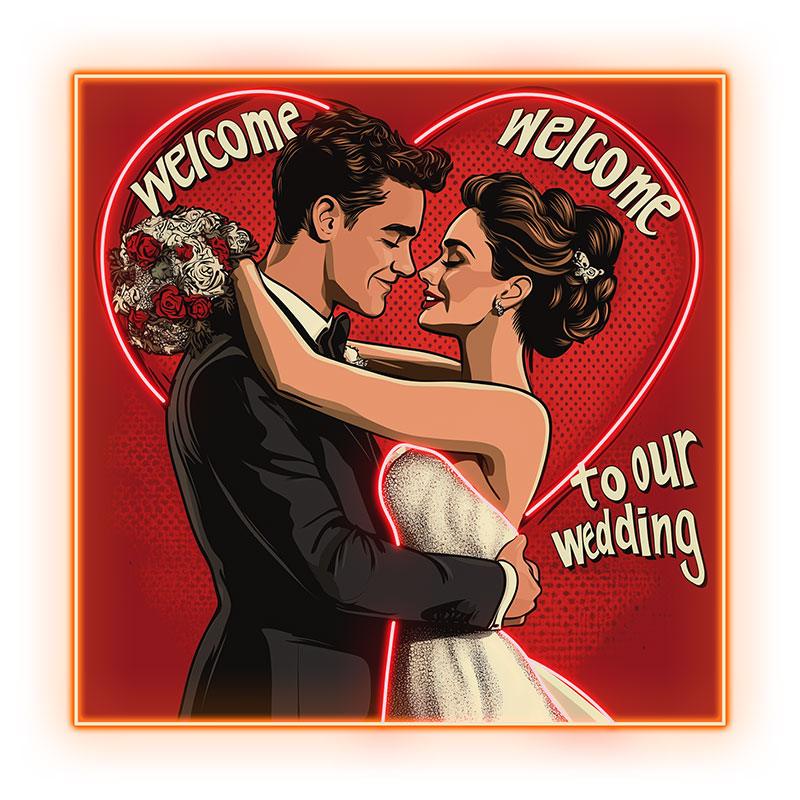 Square Photo Frame Bride and Groom LED neon sign product image