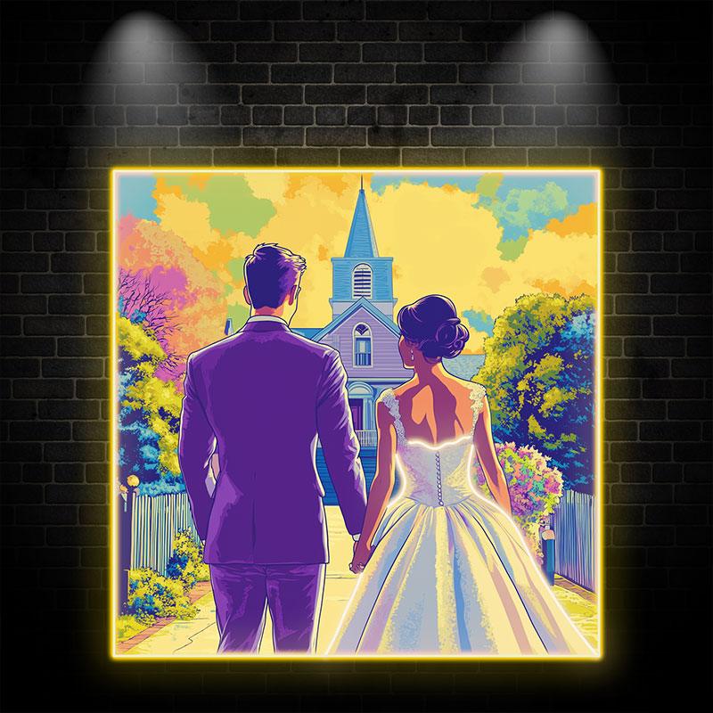 Square Photo Frame Bride and Groom LED neon sign by NeonCS