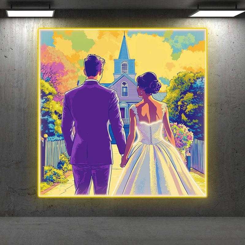 Square Photo Frame Bride and Groom LED neon sign product image