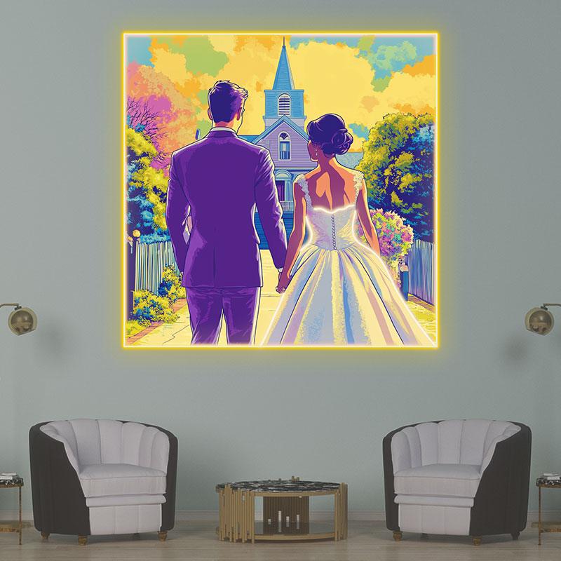 Square Photo Frame Bride and Groom LED neon sign product image