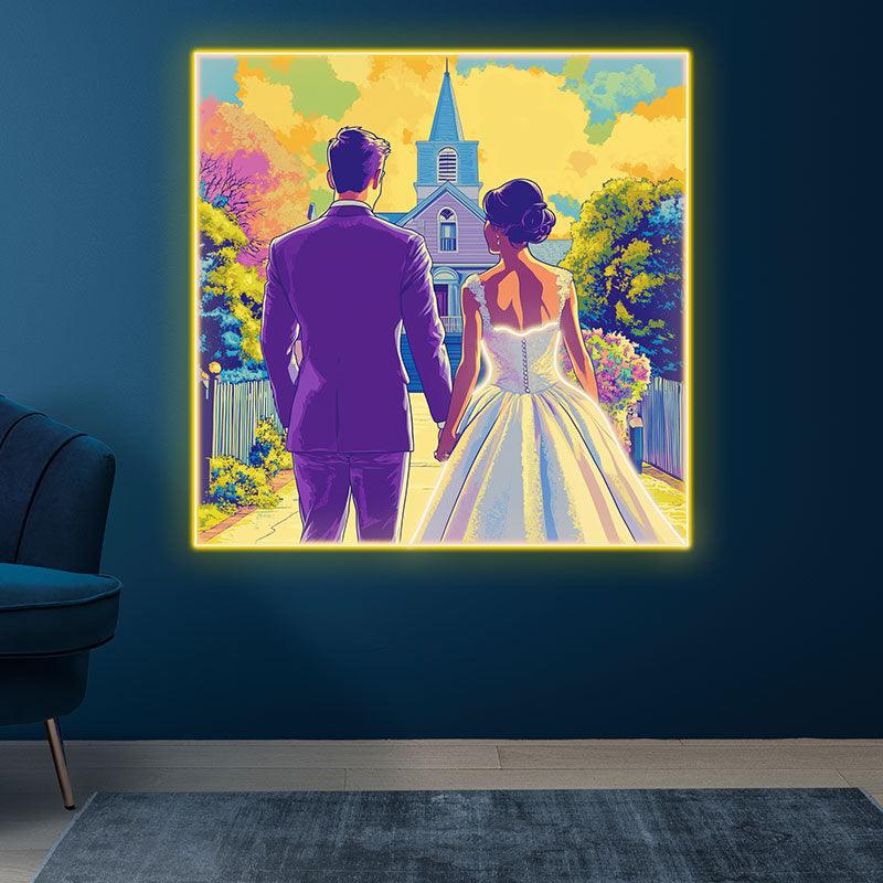 Square Photo Frame Bride and Groom LED neon sign product image
