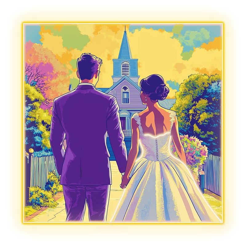 Square Photo Frame Bride and Groom LED neon sign product image