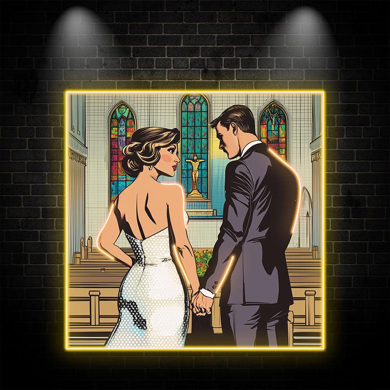 Square Photo Frame Bride and Groom LED neon sign by NeonCS