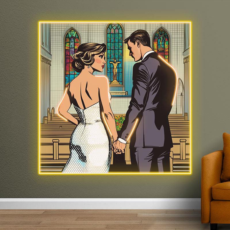 Square Photo Frame Bride and Groom LED neon sign product image
