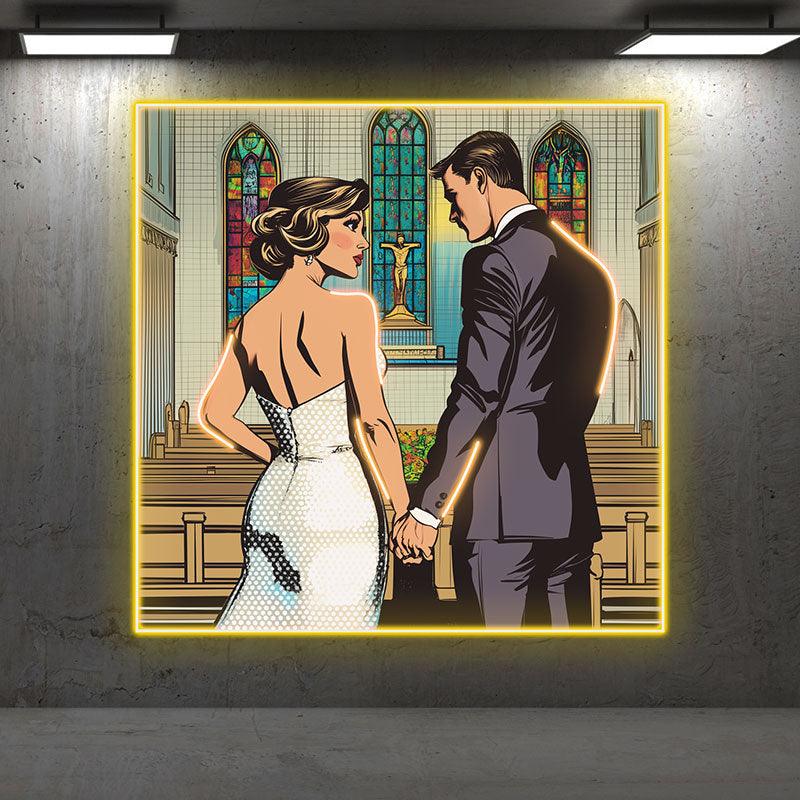 Square Photo Frame Bride and Groom LED neon sign product image