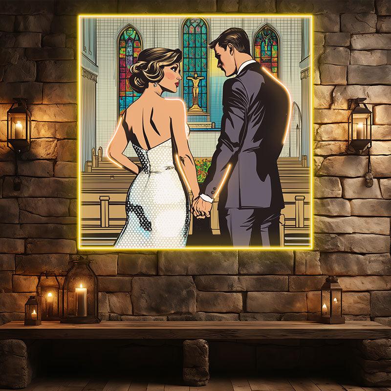 Square Photo Frame Bride and Groom LED neon sign product image