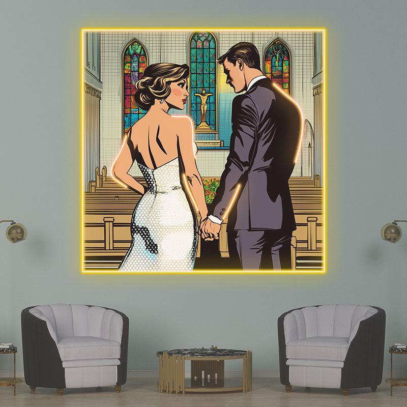 Square Photo Frame Bride and Groom LED neon sign product image