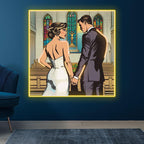 Square Photo Frame Bride and Groom LED neon sign product image