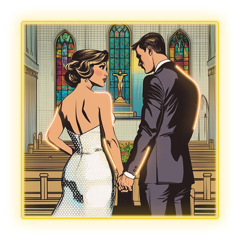 Square Photo Frame Bride and Groom LED neon sign product image
