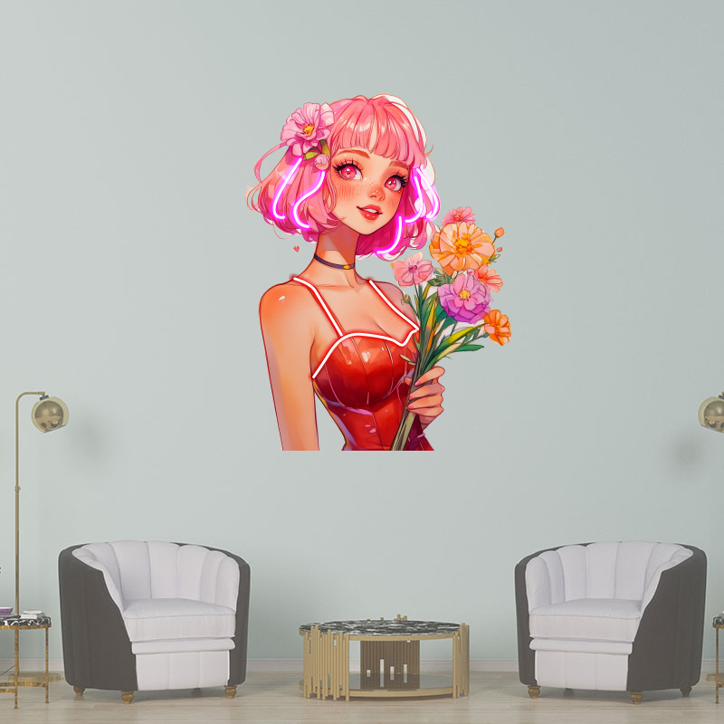 Art Painting Girls Japanese Anime LED neon sign product image