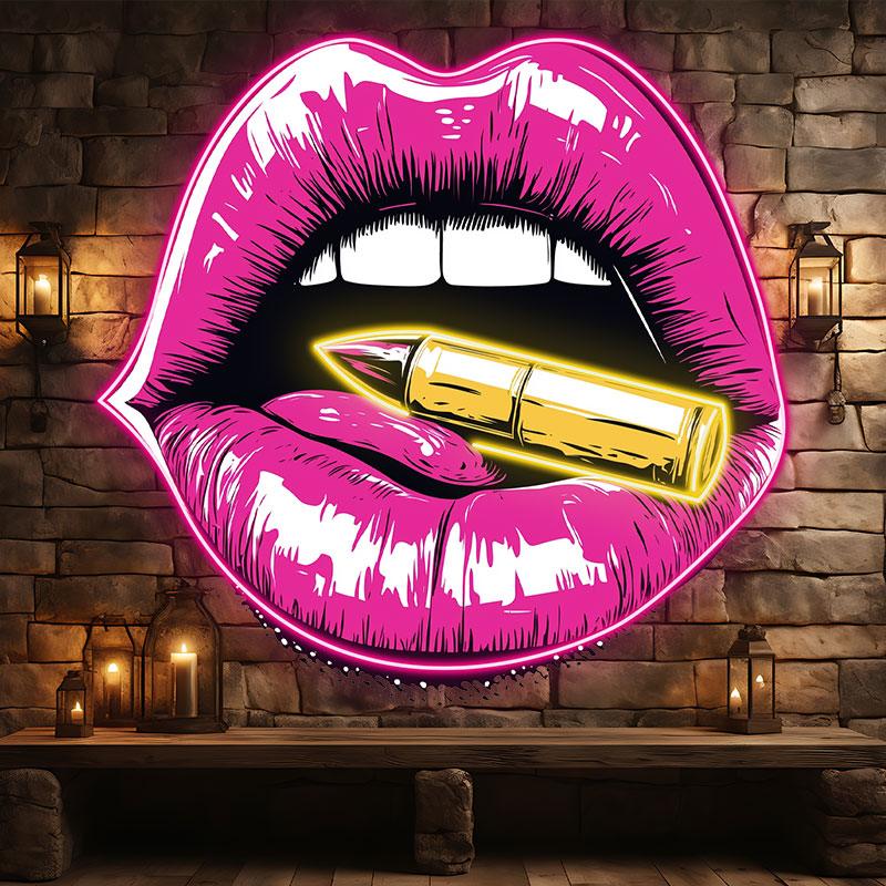 Red Lips - Contains Bullet Design LED neon sign product image