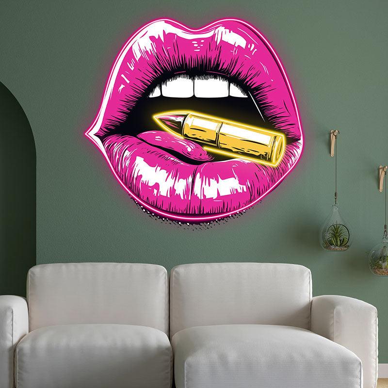 Red Lips - Contains Bullet Design LED neon sign product image