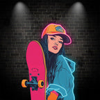 Skateboard Girl Lights - Cute for LED neon sign by NeonCS