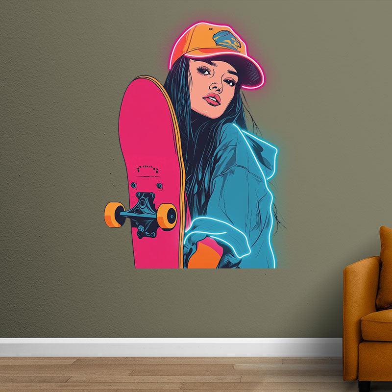 Skateboard Girl Lights - Cute for LED neon sign product image