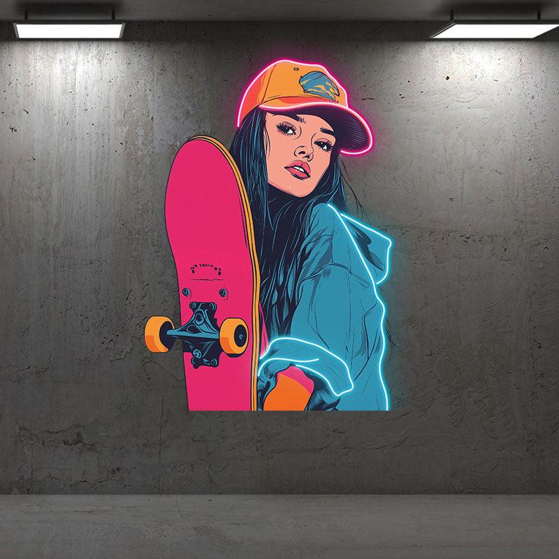 Skateboard Girl Lights - Cute for LED neon sign product image