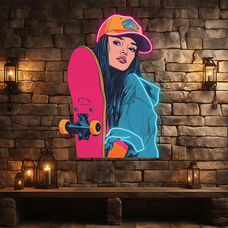 Skateboard Girl Lights - Cute for LED neon sign product image