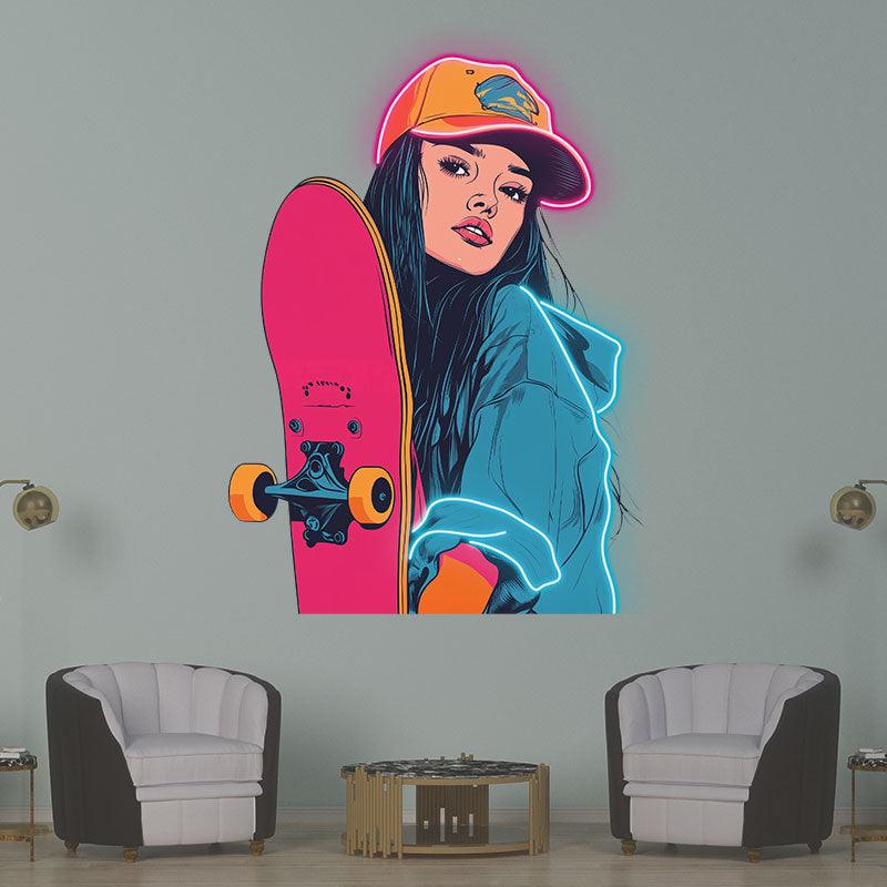 Skateboard Girl Lights - Cute for LED neon sign product image