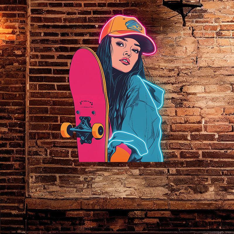 Skateboard Girl Lights - Cute for LED neon sign product image