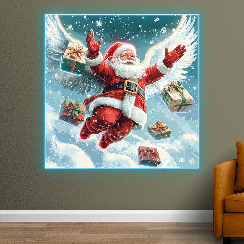 Flying Santa Claus Snow White Wings LED neon sign product image