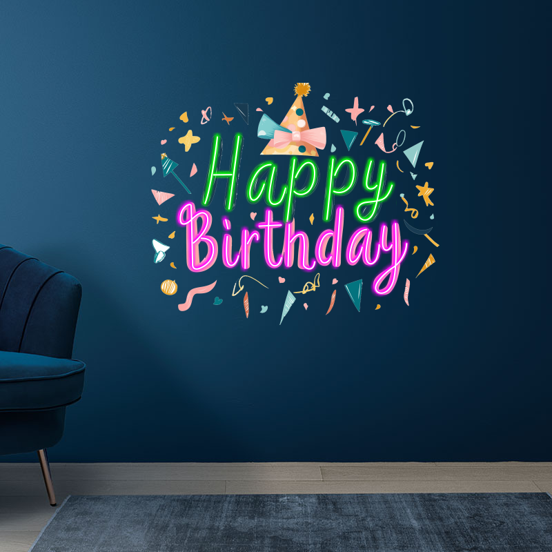 Colorful and Festive "happy Birthday LED neon sign by NeonCS
