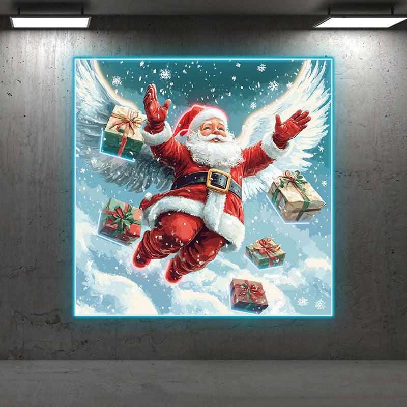 Flying Santa Claus Snow White Wings LED neon sign product image