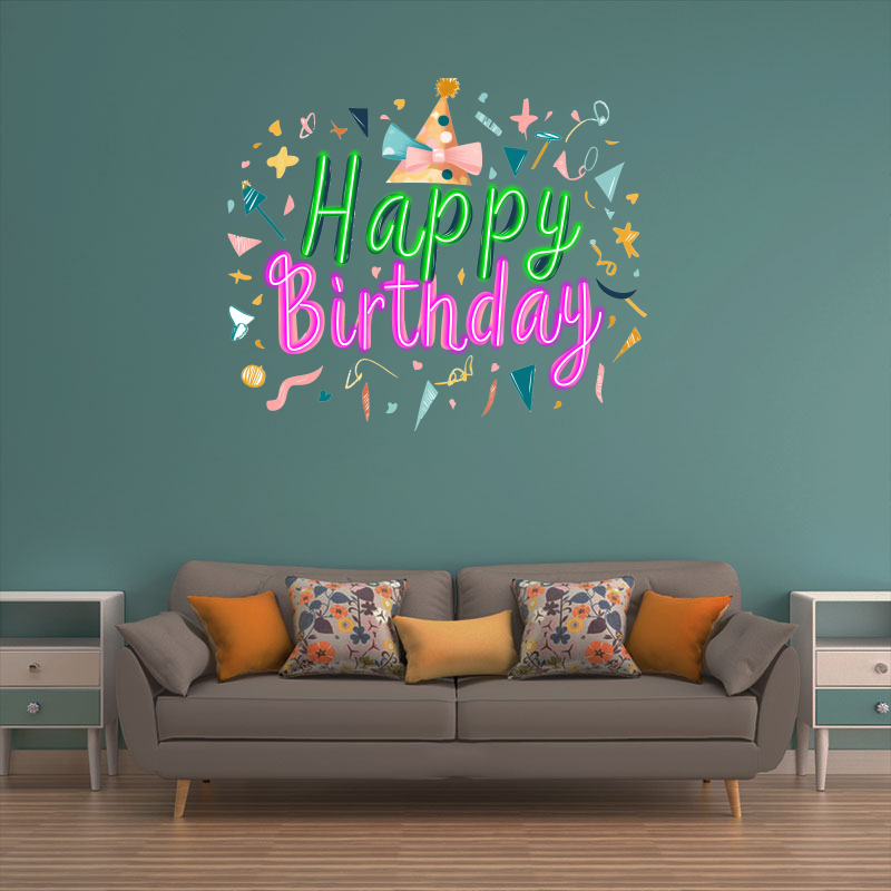 Colorful and Festive "happy Birthday LED neon sign product image