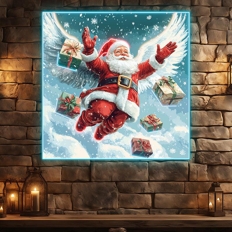 Flying Santa Claus Snow White Wings LED neon sign product image
