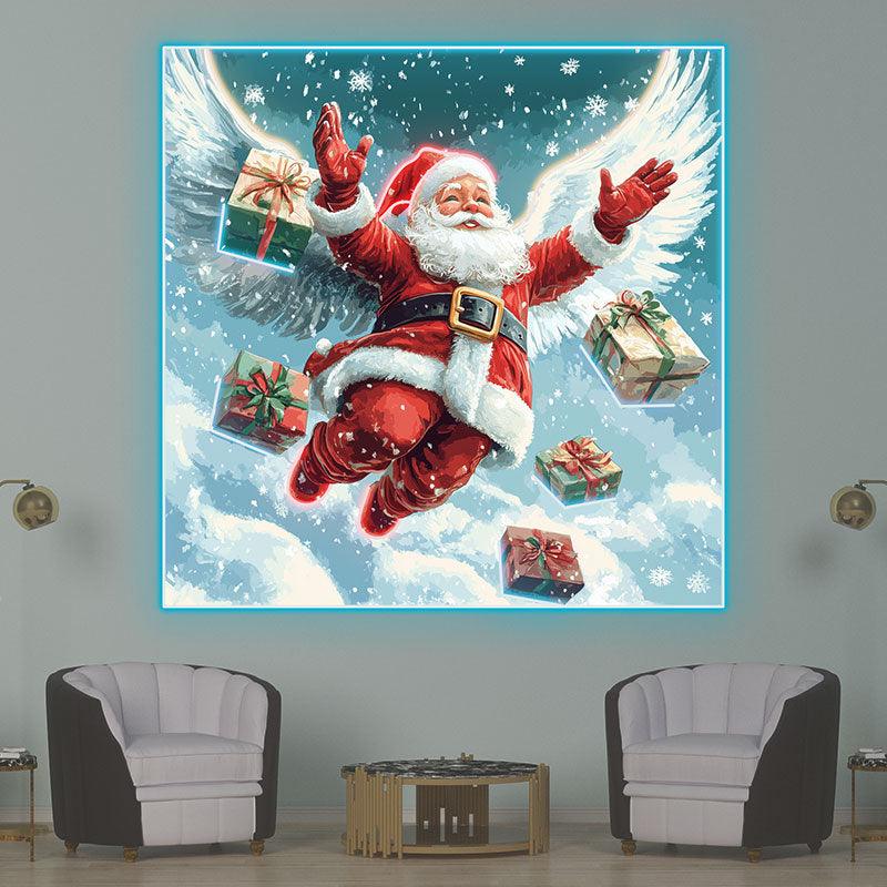 Flying Santa Claus Snow White Wings LED neon sign product image