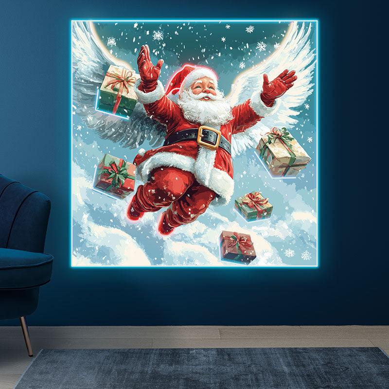 Flying Santa Claus Snow White Wings LED neon sign product image