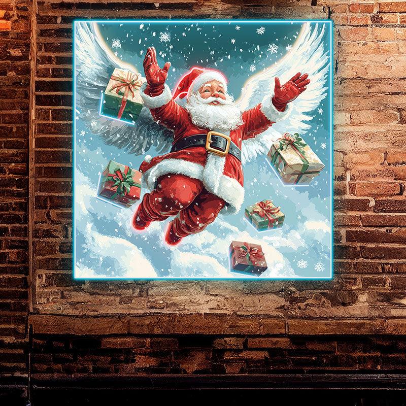 Flying Santa Claus Snow White Wings LED neon sign product image