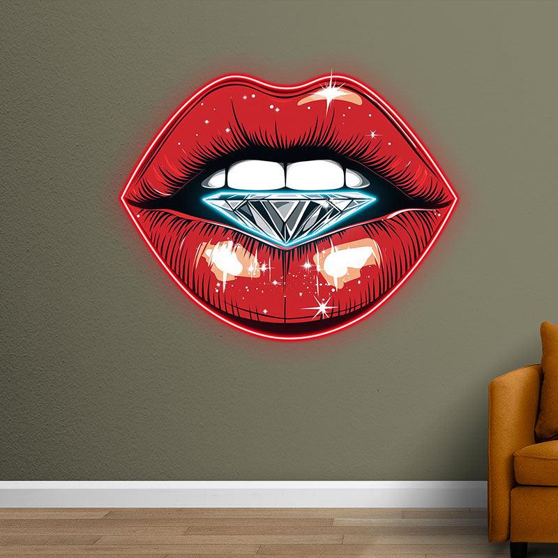 Stunning Red Lips - Lip Close-up with LED neon sign product image