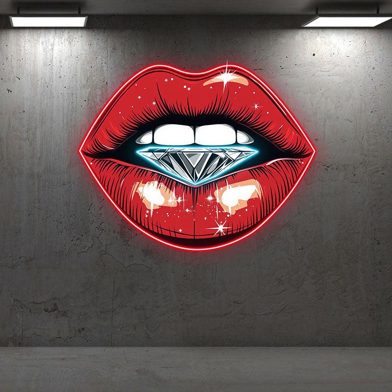 Stunning Red Lips - Lip Close-up with LED neon sign product image