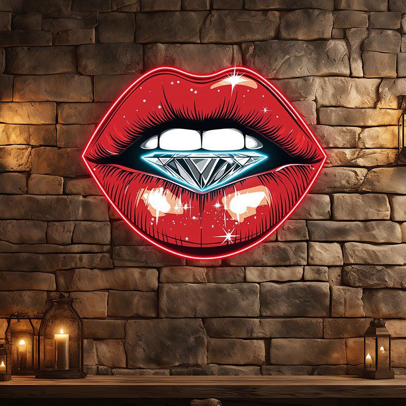 Stunning Red Lips - Lip Close-up with LED neon sign product image