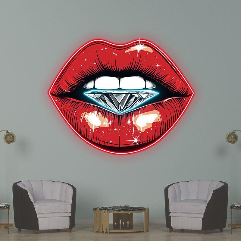 Stunning Red Lips - Lip Close-up with LED neon sign product image