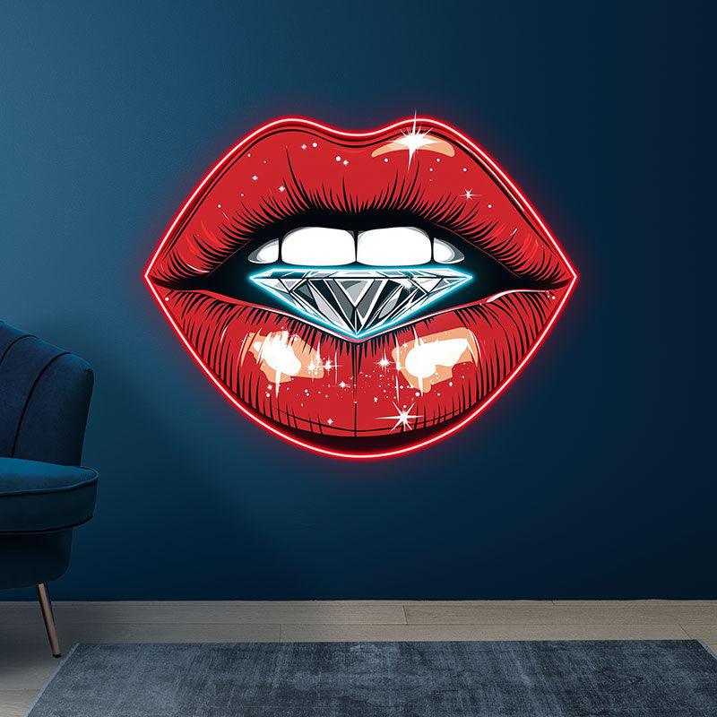Stunning Red Lips - Lip Close-up with LED neon sign product image