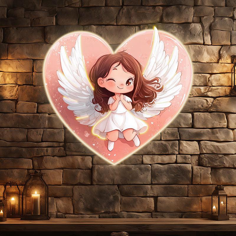 Cute Cartoon Little Girl Open Wings LED neon sign product image