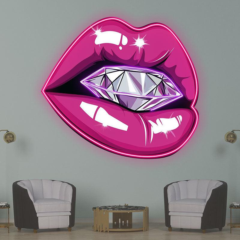 Bold Lip Close-up - Bright Red Lips LED neon sign product image